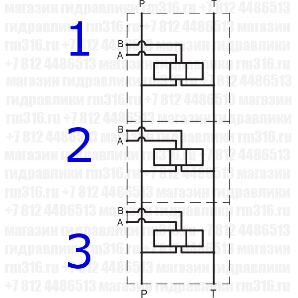 HSD-ZVB10P-3-B Плита CETOP 5 NG10, Ду=10 мм под 3 гидрораспределителя, Hanshang Hydraulic
