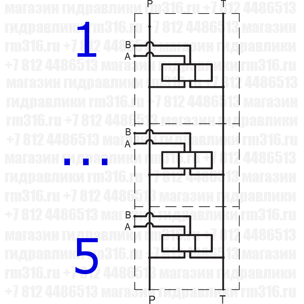 HSD-ZVB10P-5-B Плита CETOP 5 NG10, Ду=10 мм под 5 гидрораспределителей