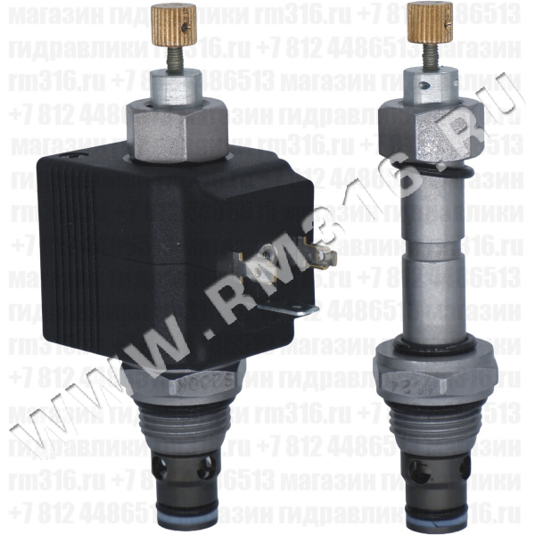 HB-S2D-0K (14.0201.054/B) Tecnord HB-S2D-0K (14.0201.054/B) Двухлинейный гидравлический клапан (гидроклапан) картриджного (ввертного) исполнения, с электромагнитным управлением, нормально открытый, тарельчатого типа с пилотным управлением, гнездо SAE8/2 (SAE 08), резьба 3/4-16 UNF-2A, 45 л/мин, 345 бар, дублирующее ручное управление (Tecnord, Италия)