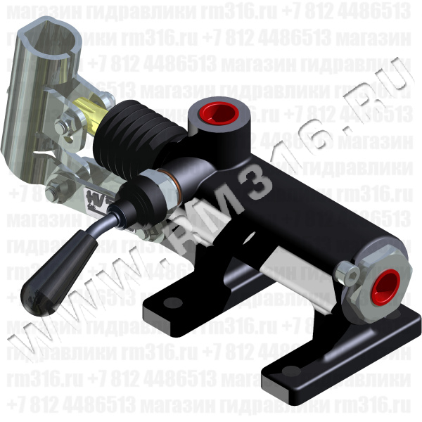 6079.0034 PMO-70-m-s Ручной насос гидравлический (гидронасос) с резиновой защитой поршня, 70 см3, установка в линию, двойного действия, корпус чугун, разгрузочный клапан (норм. закрытый) (HV Hydraulic, Италия)