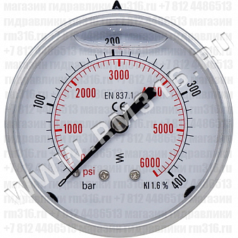 63P400.MGE (аналог M638PBL400) Манометр виброустойчивый, осевое присоединение
