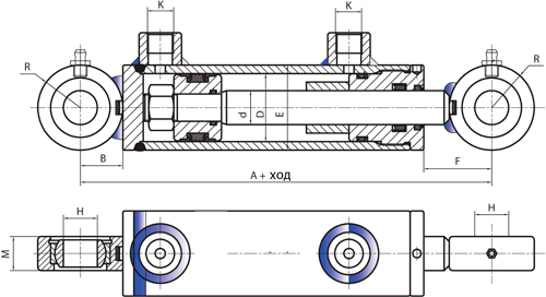 Гидроцилиндры двухстороннего действия схема