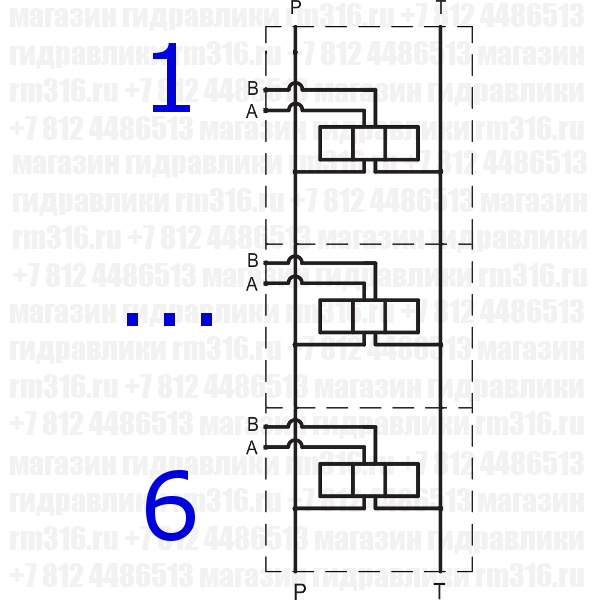 HSD-ZVB6P-6-B Плита (сталь) под 6 мест (гидрораспределителей) по стандарту CETOP 03 (NG6), Ду = 6 мм (Ningbo Hanshang Hydraulic, Китай) HSD-ZVB6P-6-B Плита CETOP 3 под 6 мест (гидрораспределителей)