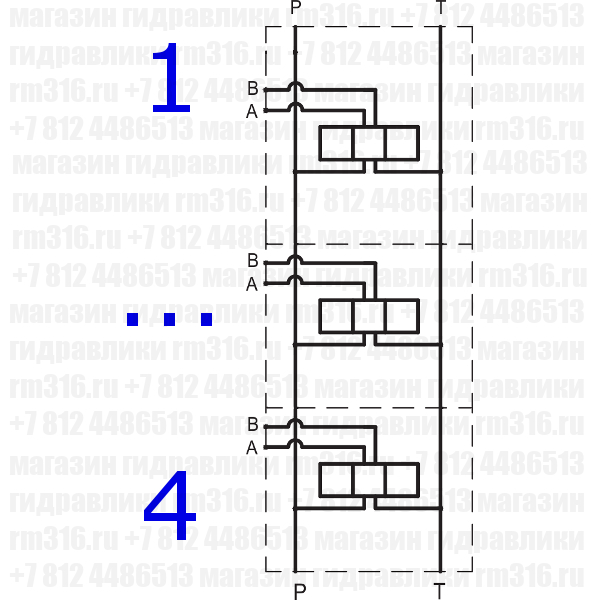HSD-ZVB10P-4-B Плита CETOP 5 NG10, Ду=10 мм под 4 гидрораспределителя HSD-10 Ningbo Hanshang Hydraulic (Китай)