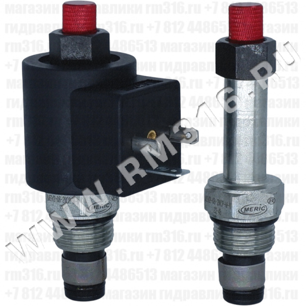 MSV2-08-2NCP-M-N MERIC MSV2-08-2NCP-M-N Двухлинейный гидравлический клапан (гидроклапан) картриджного (ввертного) исполнения, дублирующее аварийное ручное управление